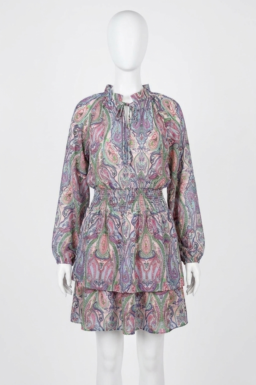 NEW EASEL chiffon ruffle dress in multi